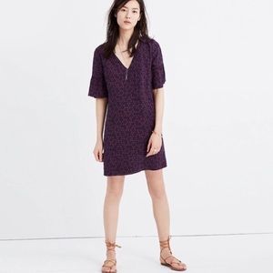 Madewell 100% Silk Painted Clover Dress Bell Sleeve Shift